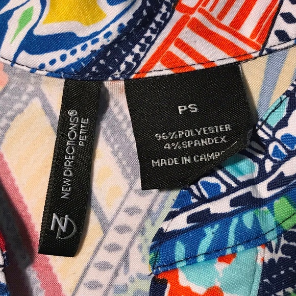 New Directions Top Colorful Roll Sleeve Stretch PS - Picture 2 of 5